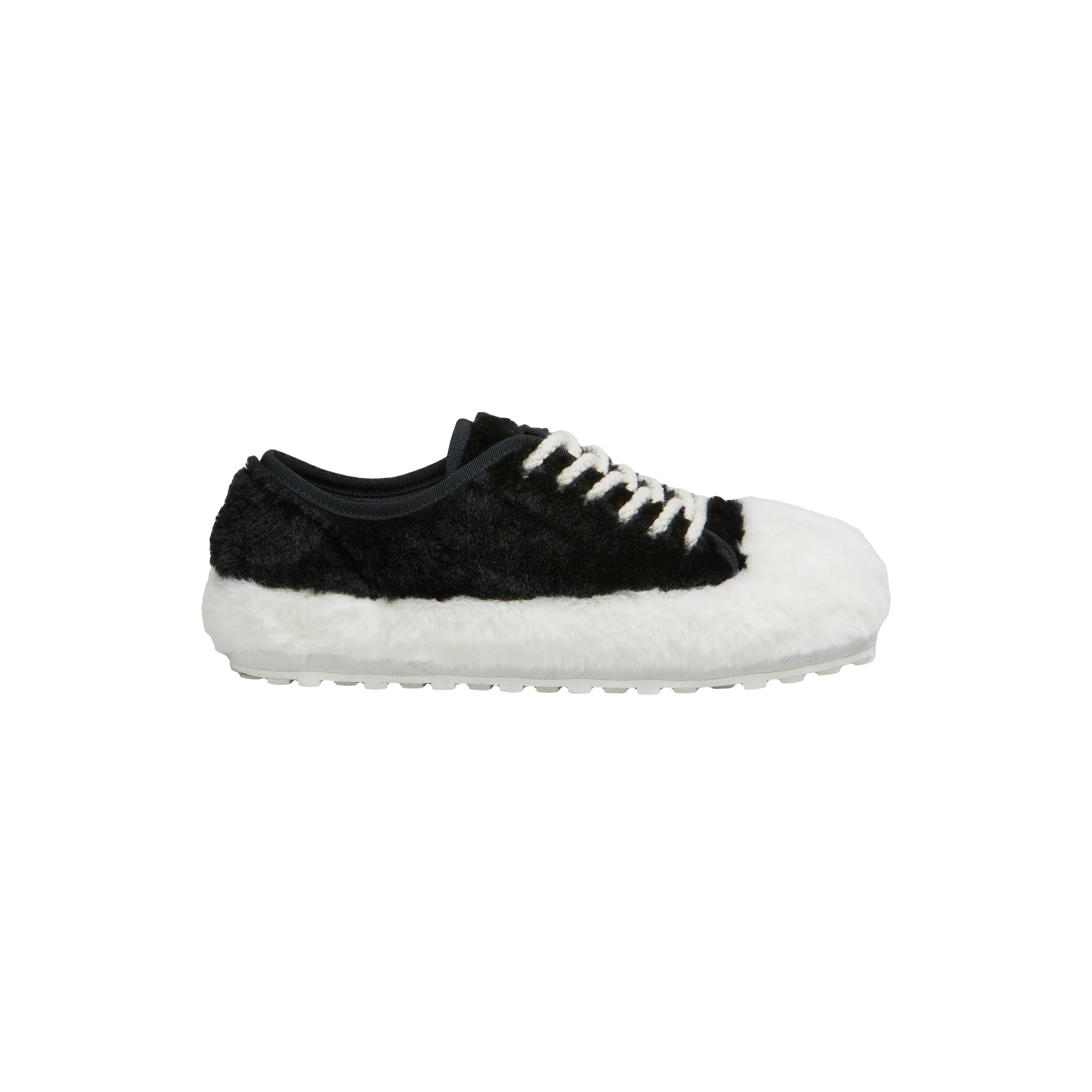 Women's Fluffy Sneakers (Black/White) sold by TONS
