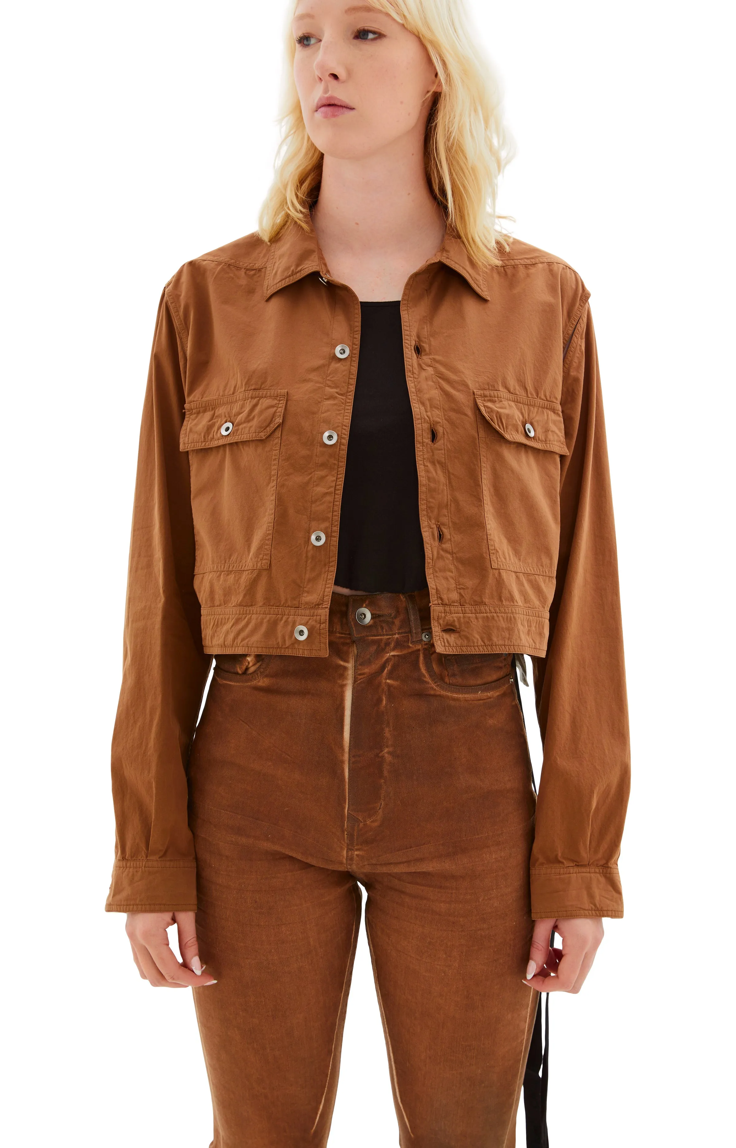 Cape Sleeve Cropped Outershirt Jacket (Khaki/Brown) sold by TONS product image thumbnail 5