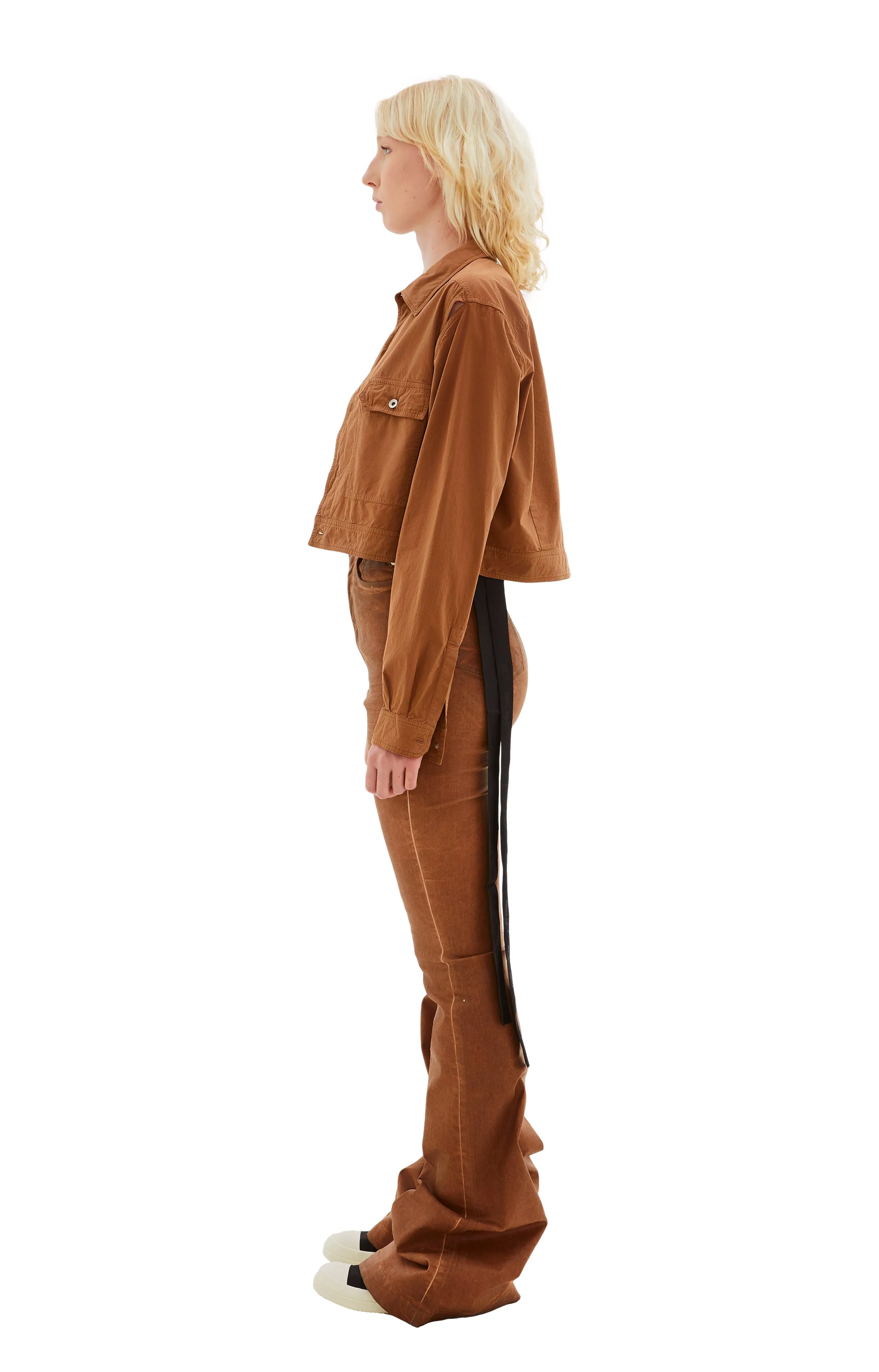 Cape Sleeve Cropped Outershirt Jacket (Khaki/Brown) sold by TONS product image thumbnail 2