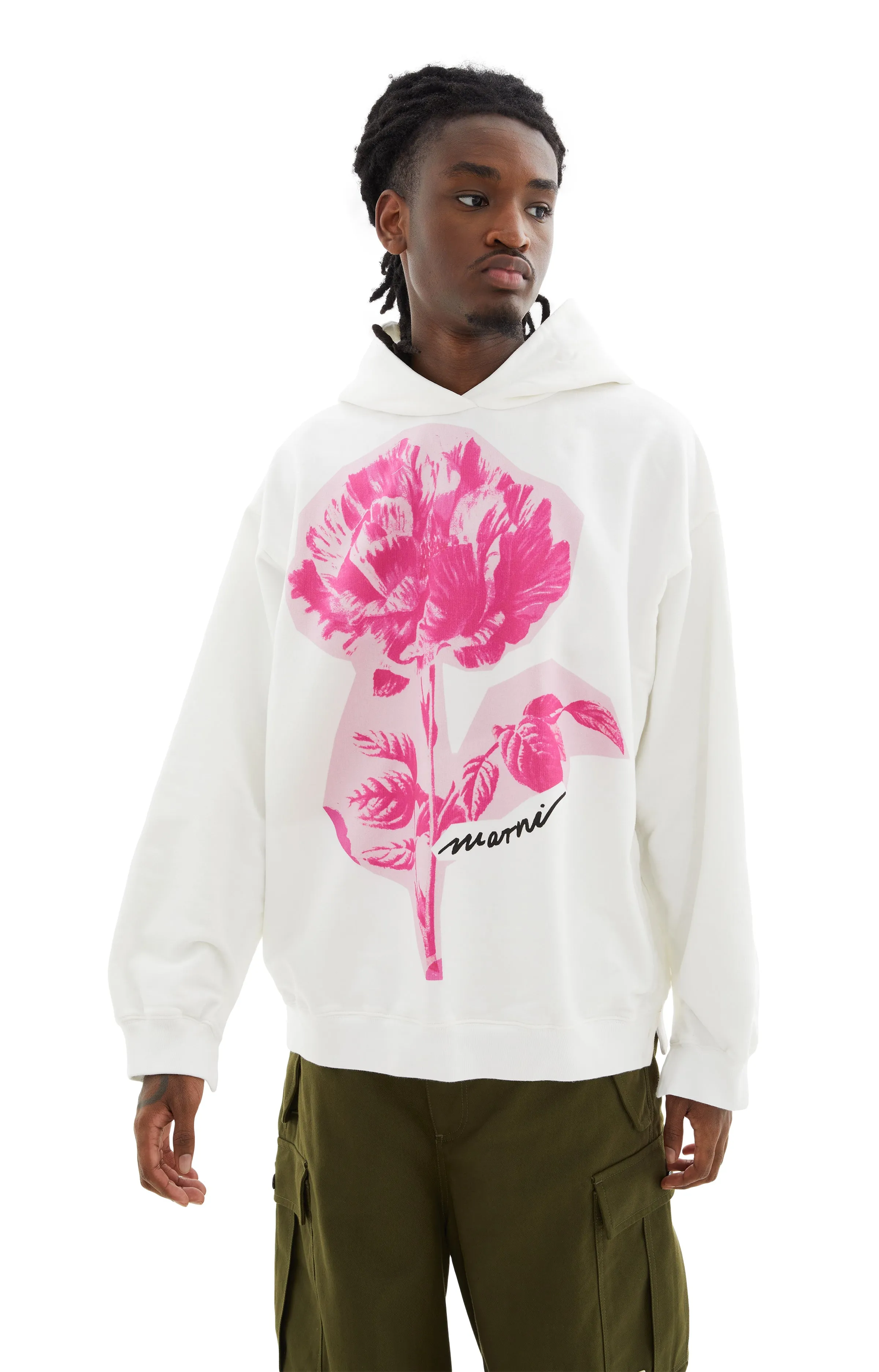 Flower Printed Cotton Hoodie (Natural White) sold by TONS