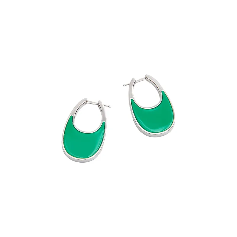 Lacquered Medium Swipe Earring (Green) sold by TONS