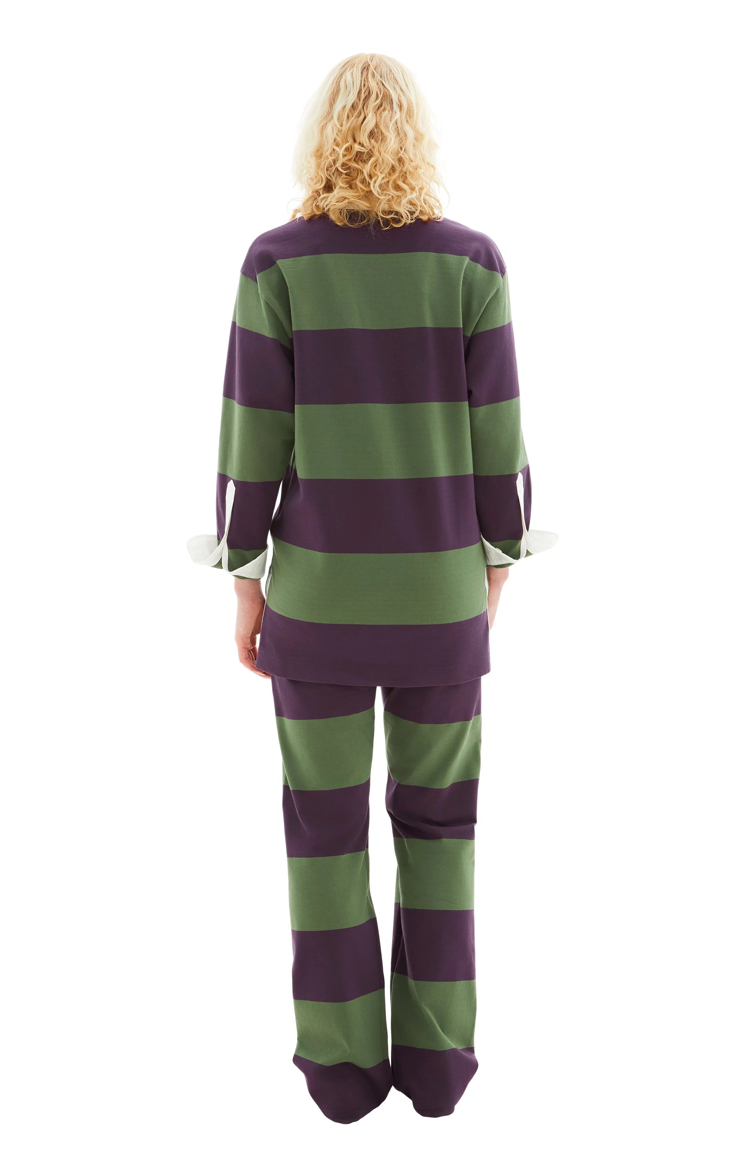 Chu Loose Fit Striped Polo Shirt (Dark Purple) sold by TONS product image thumbnail 3