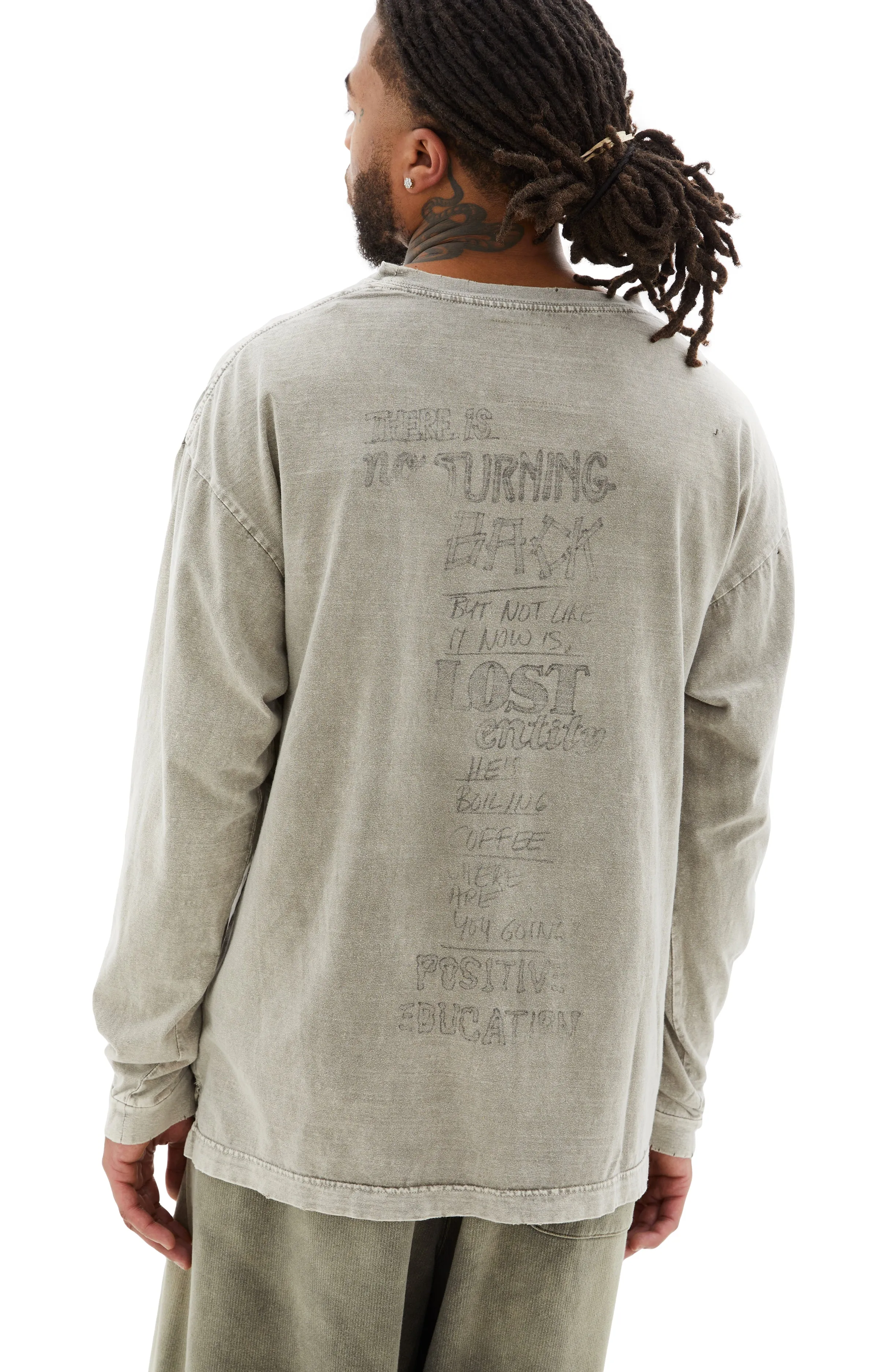 Bleached Long Sleeve T-Shirt (Beige) sold by TONS product image thumbnail 4