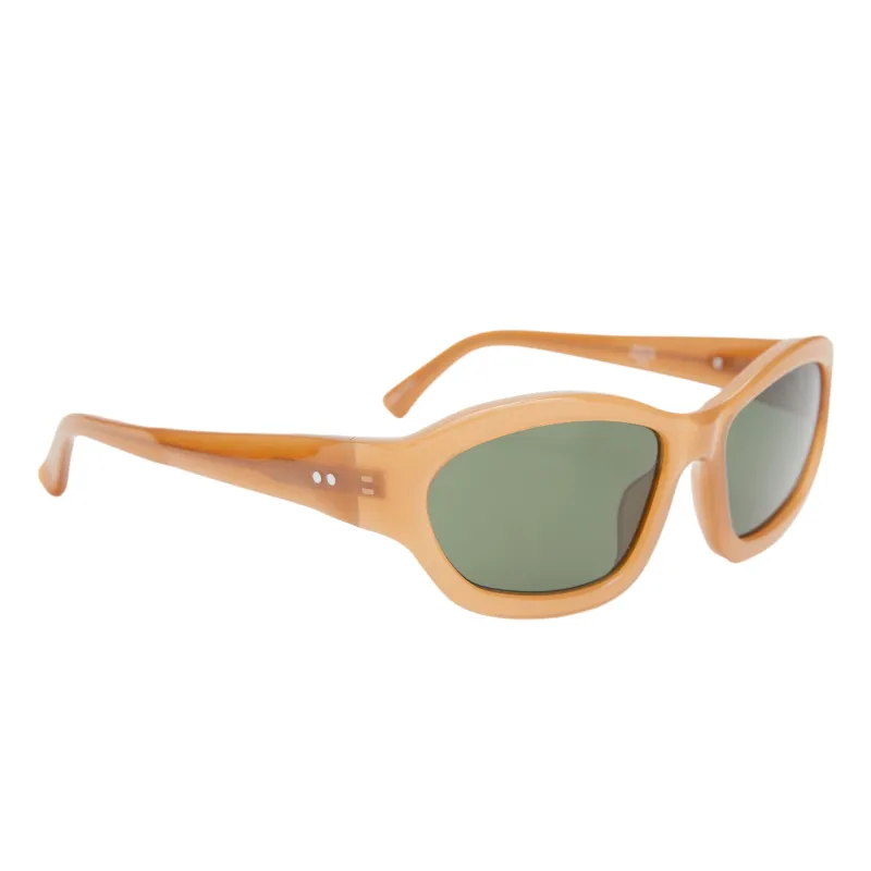 x Linda Farrow Rectangle Sunglasses (Dark Camel/Silver/Green) made by Dries Van Noten