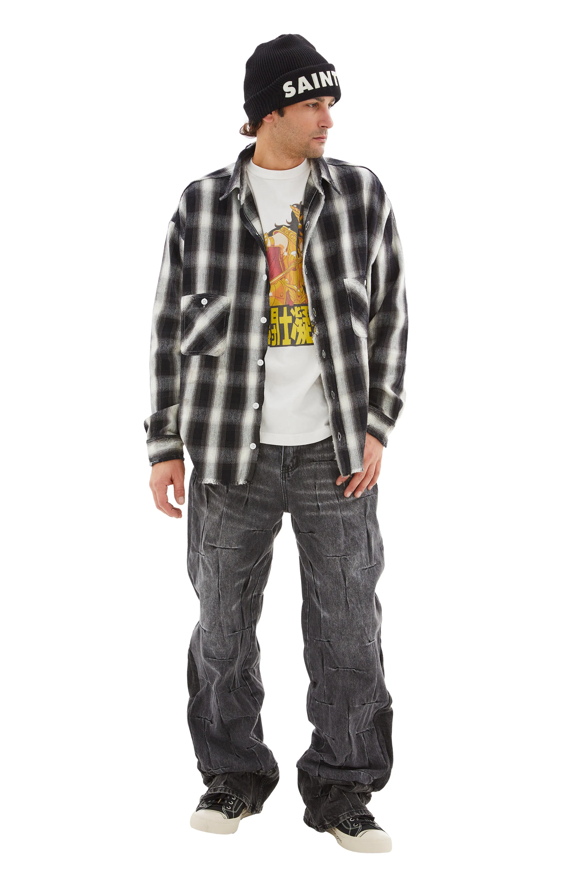 FRNNL Checked Shirt (Black/White) sold by TONS