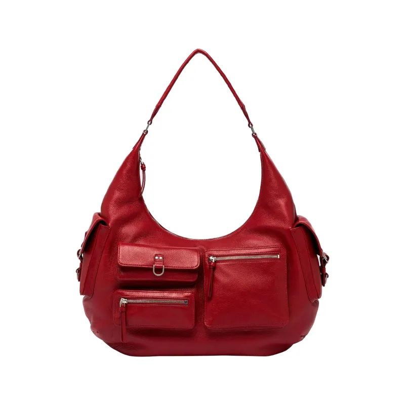Large Hobo Bag with Cargo Pockets (Red) sold by TONS
