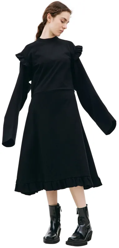 Ruffle Jersey Dress (Black) sold by TONS