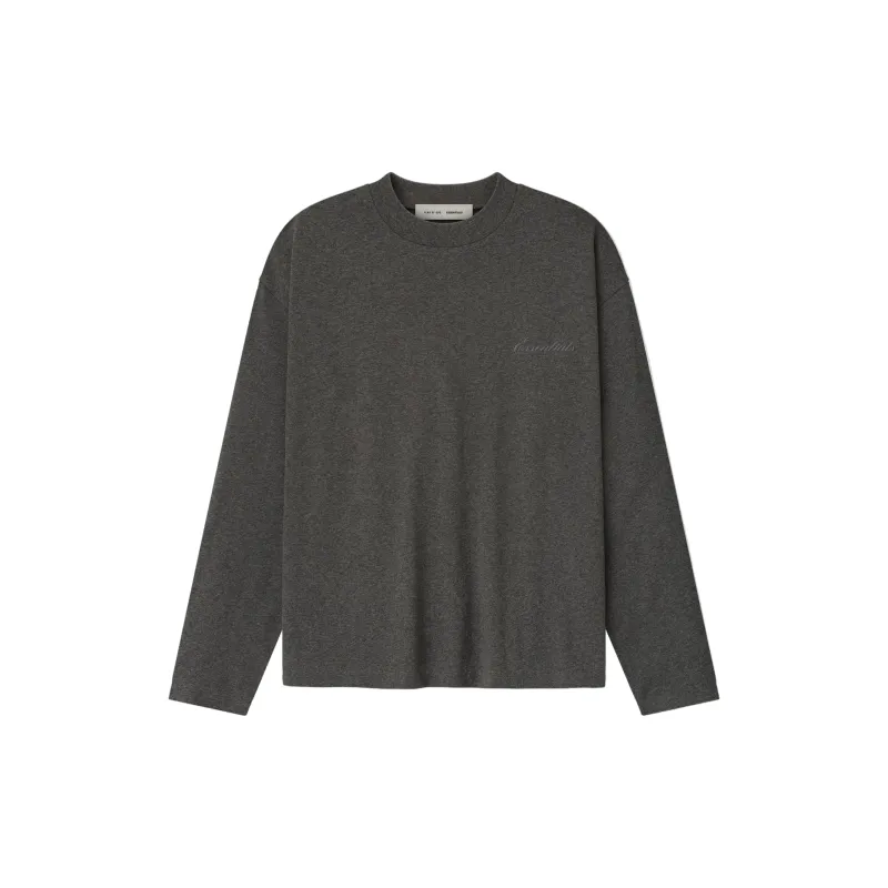 Embroidered Classic Fit Long Sleeve (Charcoal Heather) sold by TONS