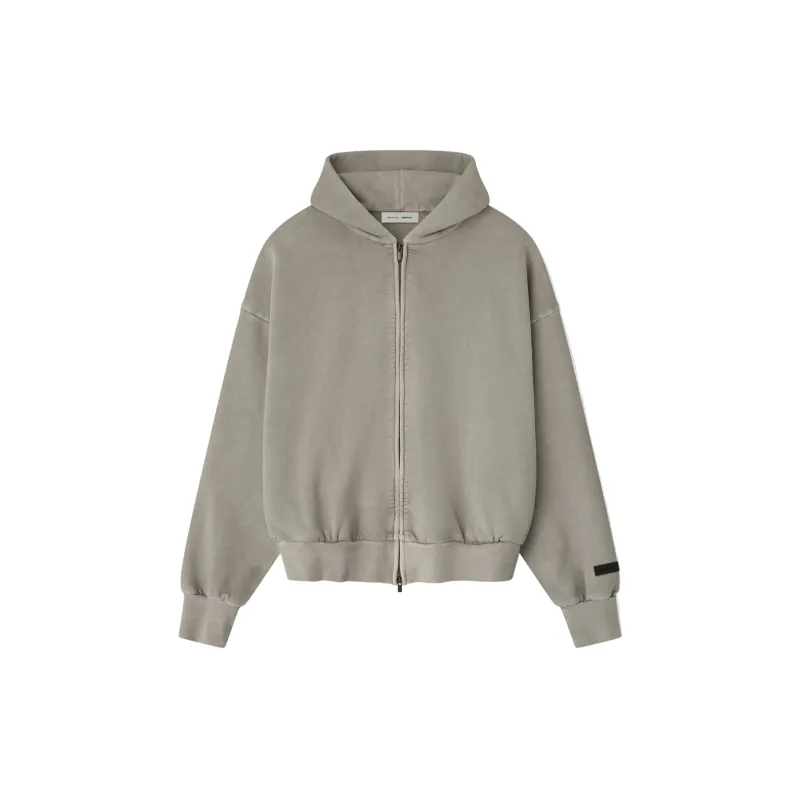 Embroidered Classic Full Zip Hoodie (Smoke Grey) sold by TONS
