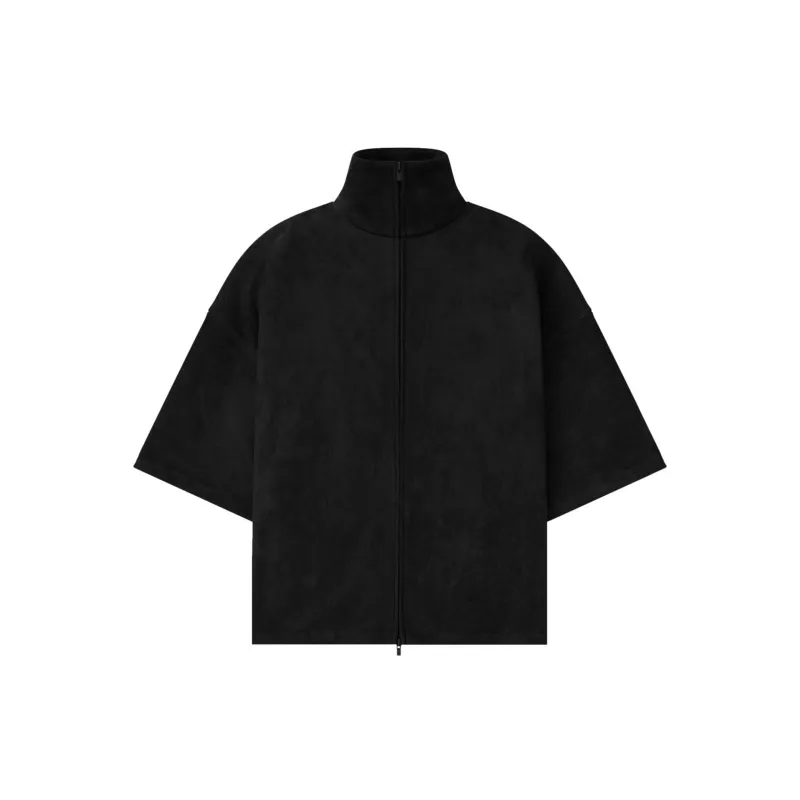Suede Fleece High Neck 3/4 Sleeve Jacket (Vintage Black) made by Fear of God