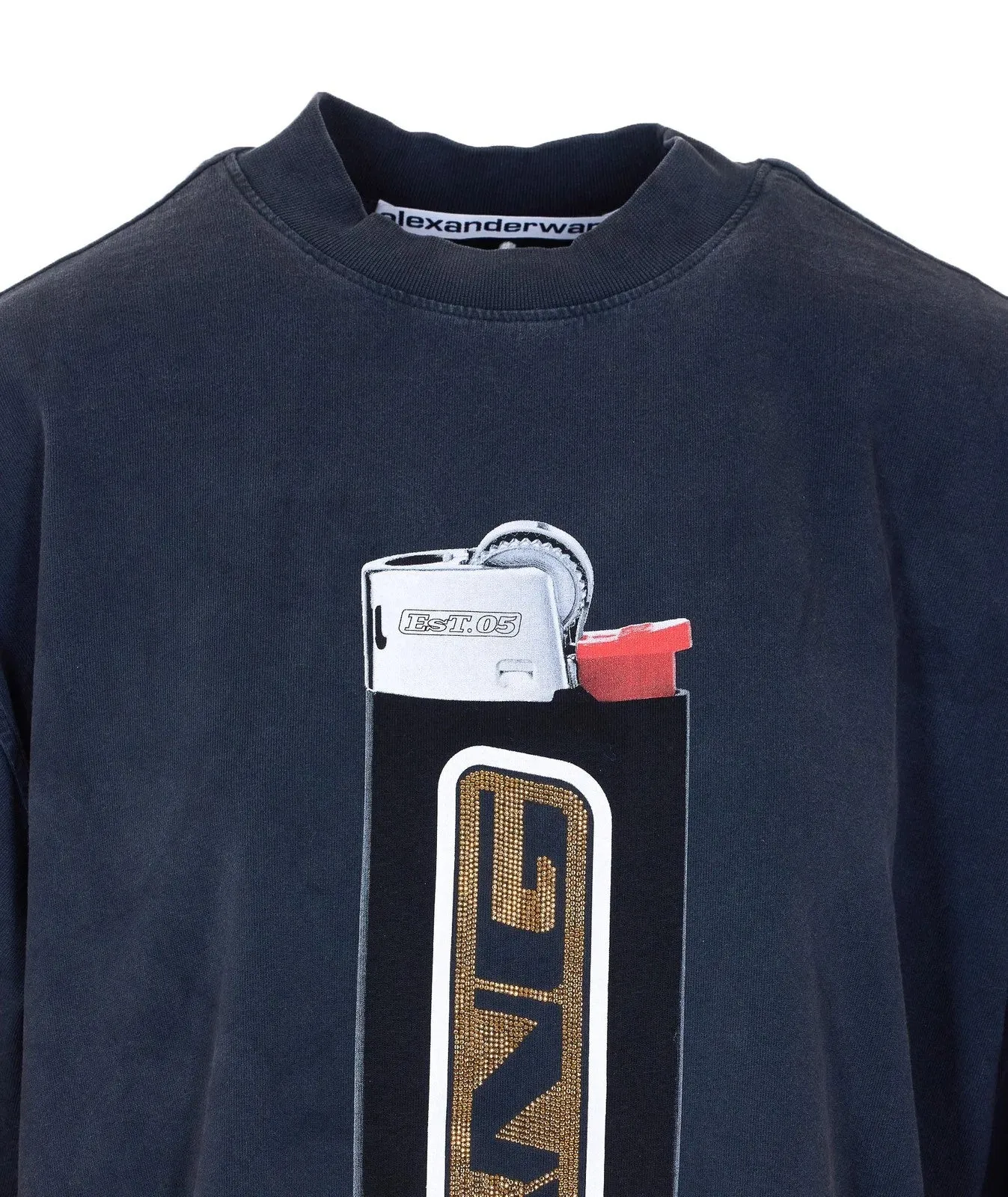 Short Sleeve Tee W/ Lighter Graphic (Washed Black) sold by TONS product image thumbnail 2
