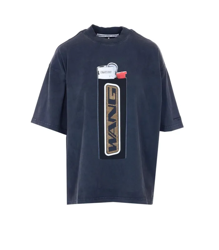 Short Sleeve Tee W/ Lighter Graphic (Washed Black) made by Alexander Wang