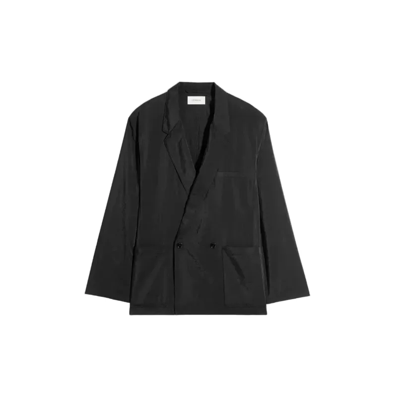 Soft Double Breasted Jacket In Dry Silk (Black) sold by TONS