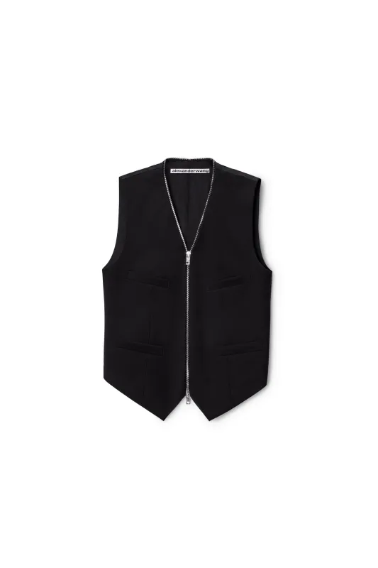 Zipper Tailored Vest (Black) sold by TONS