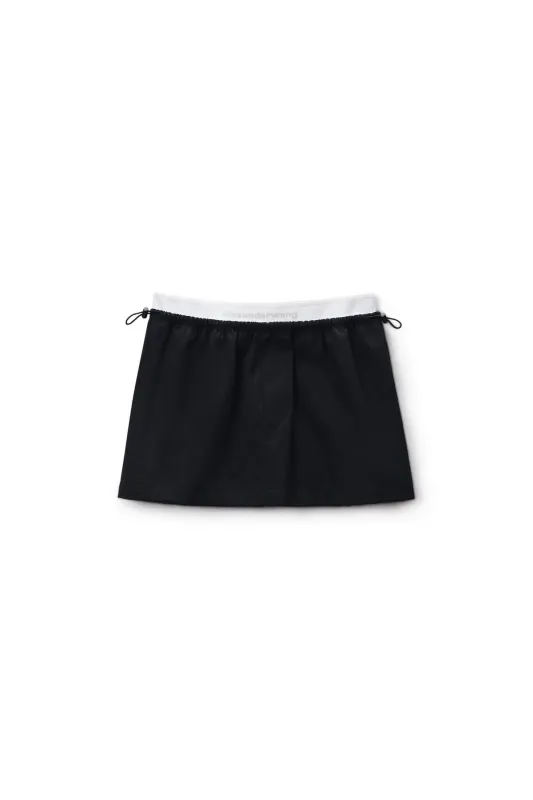 Mid-Rise Mini Logo Elastic Skirt (Black) sold by TONS