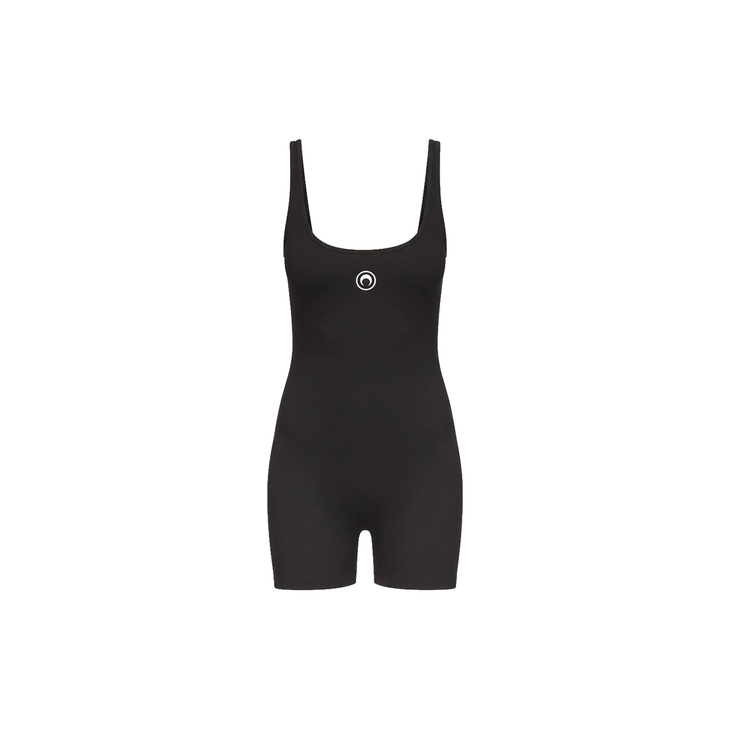 Moon Logo Ribbed Jersey Short Catsuit (Black) sold by TONS