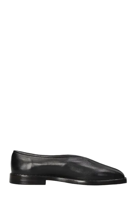 Women's Flat Piped Slippers (Black/Dark Chocolate) made by Lemaire