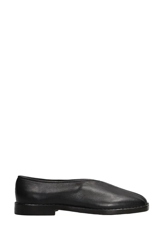 Men's Flat Piped Slippers (Black/Dark Chocolate) made by Lemaire