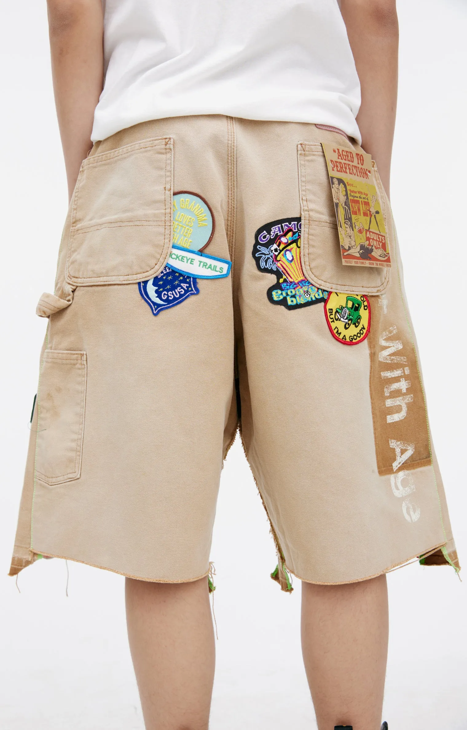 Denim Shorts With Patches (Beige) sold by TONS product image thumbnail 4