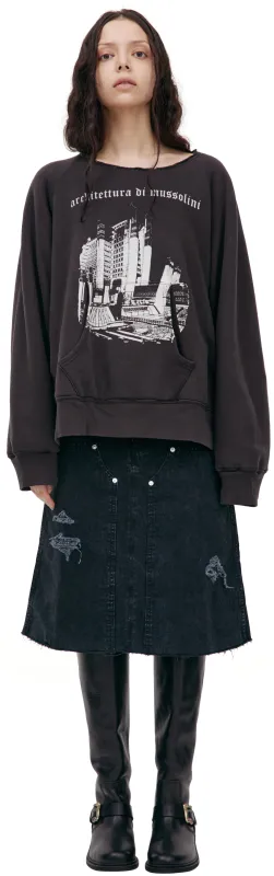 Architettura Di Mussolini Lined Raglan Sweatshirt (Vintage Black/Heather Grey) made by Enfants Riches Deprimes