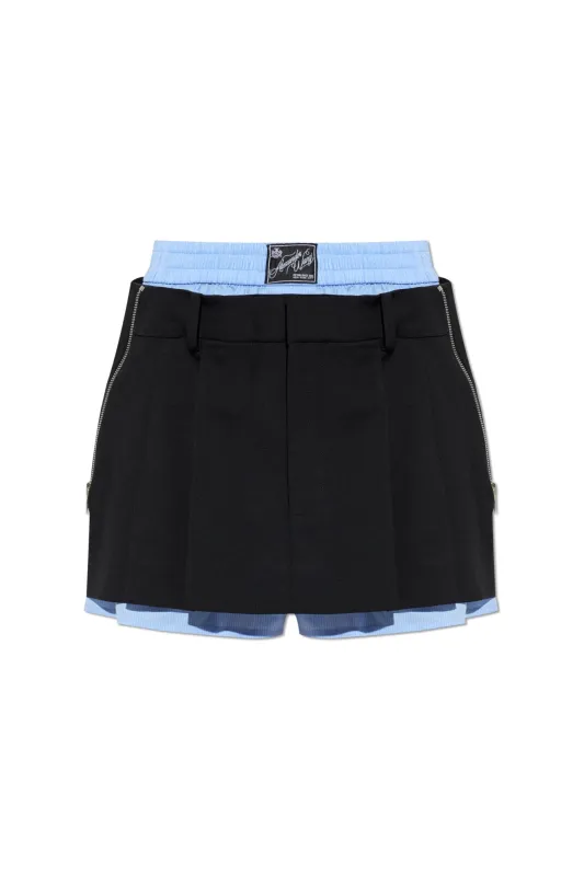 Pre-Styled Pleated Skort W/ Zipper Details (Black/Oxford Blue) made by Alexander Wang