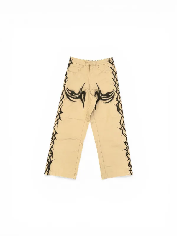 Khaki Tribal Airbrushed Pants (Brown) made by Hellstar