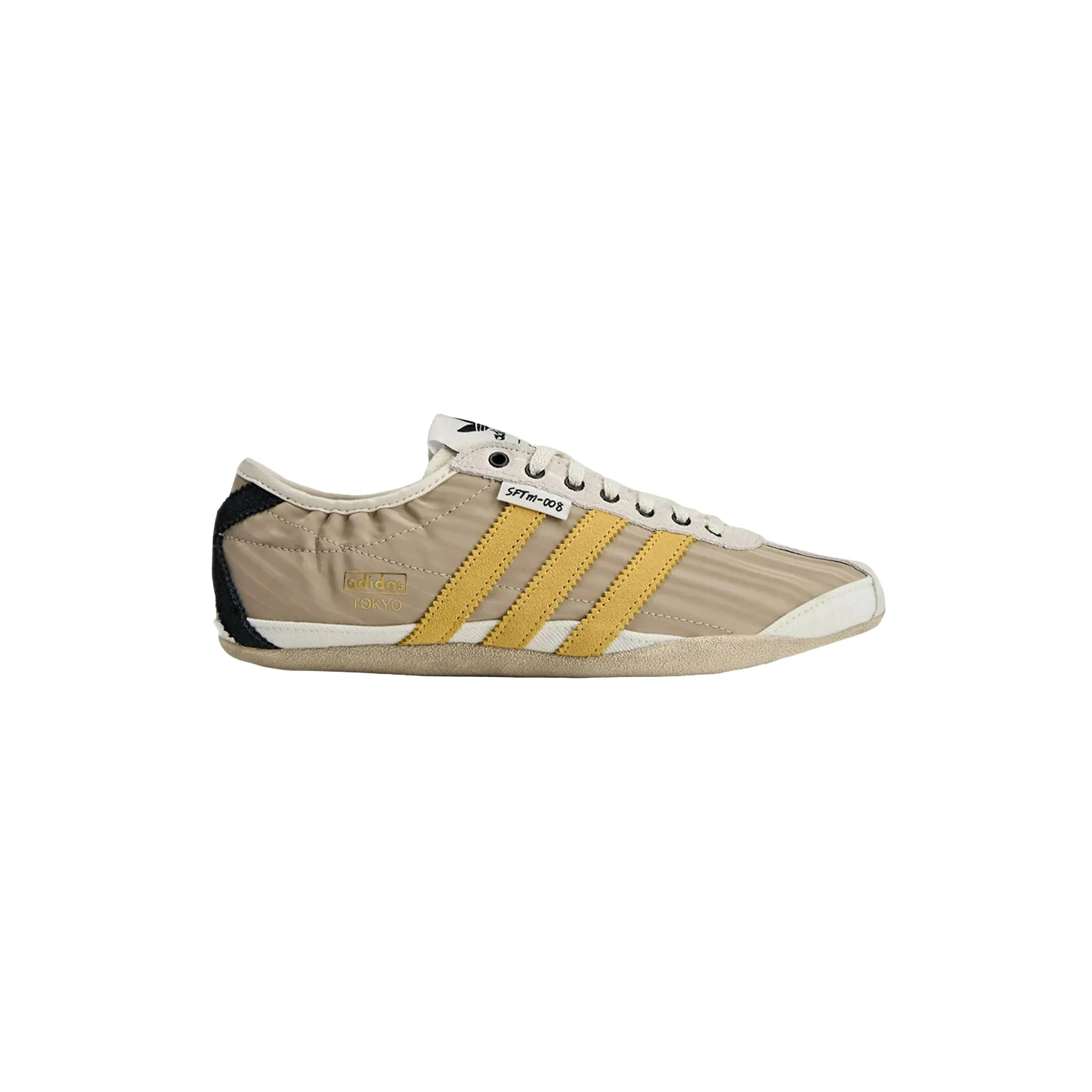 x Song For The Mute Women's Tokyo Sneakers (Off-White/Core Black/Yellow) sold by TONS