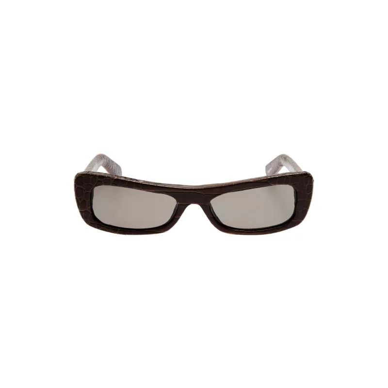 x Jacquemus Capri Сroc-Effect Sunglasses (Brown/Gold) made by Linda Farrow