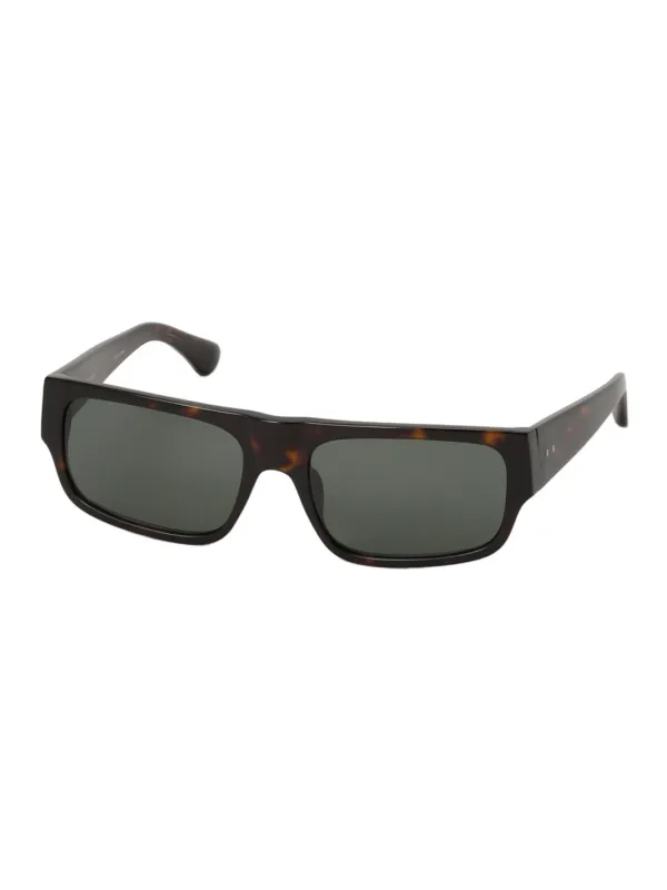 x Dries Van Noten Rectangular Sunglasses (Tshell/Brushed Gold/Bottle Green) made by Linda Farrow