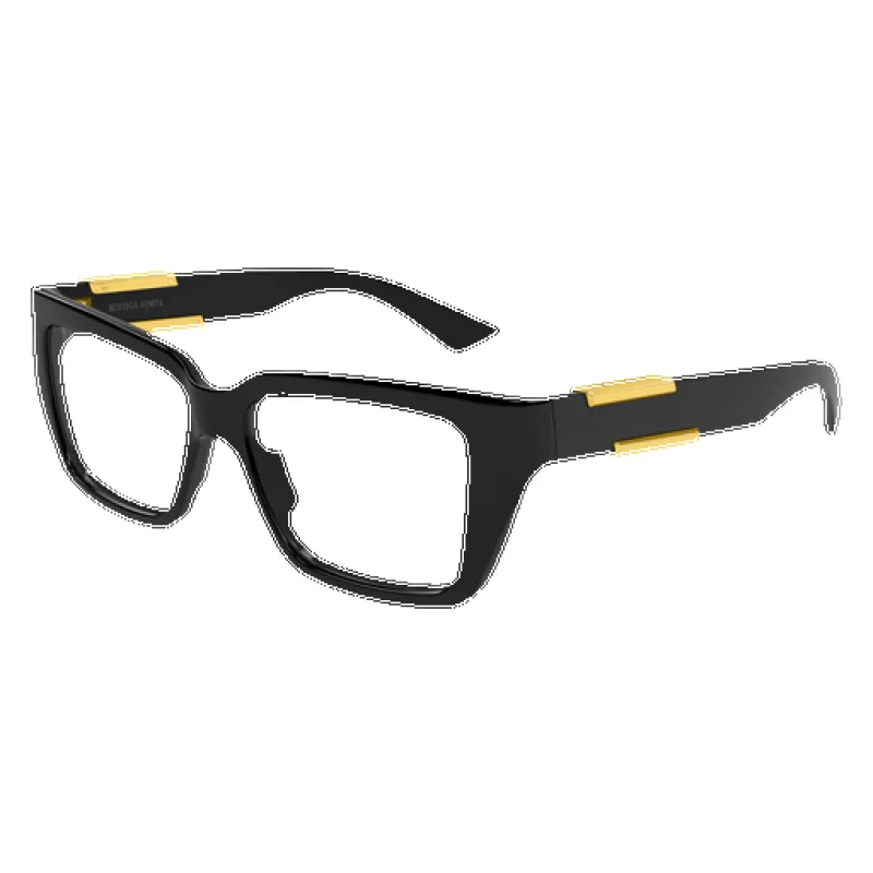 Squared Shape Eyeglasses (Black/Transparent) made by Bottega Veneta