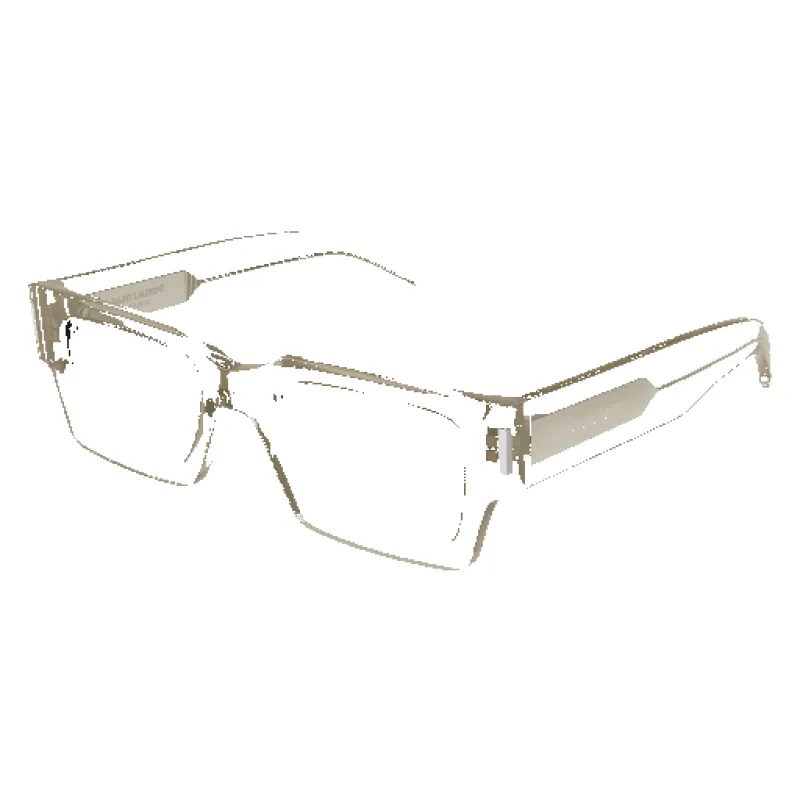 Squared Sharp Shape Sunglasses (Beige/Silver) made by Yves Saint Laurent