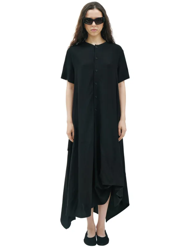 Panel Short Sleeve Dress (Black) made by Yohji Yamamoto