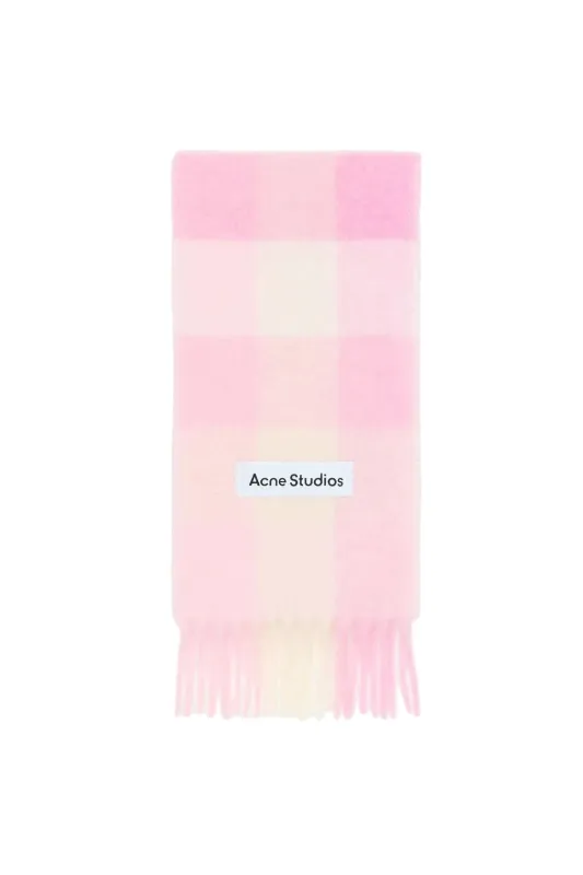 Mohair Checked Scarf (Candy Pink/White/Pale Pink) made by Acne Studios