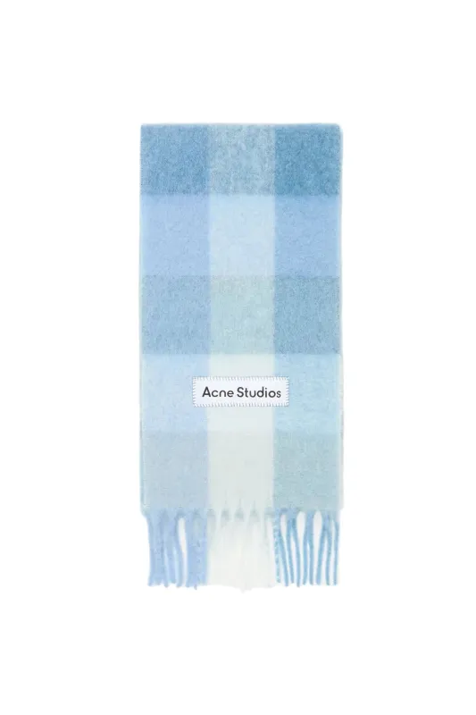 Mohair Checked Scarf (Light Blue/White/Powder Blue) made by Acne Studios