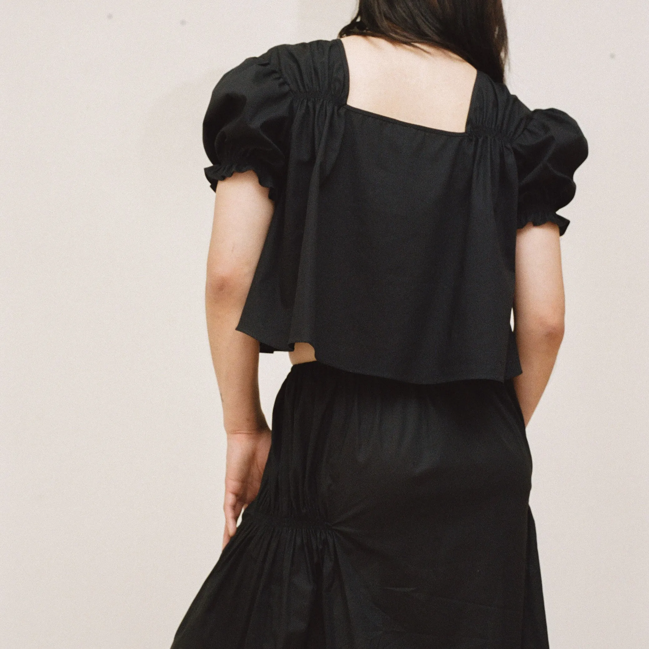 Black Cotton Smocked Blouse sold by Salter House product image thumbnail 3