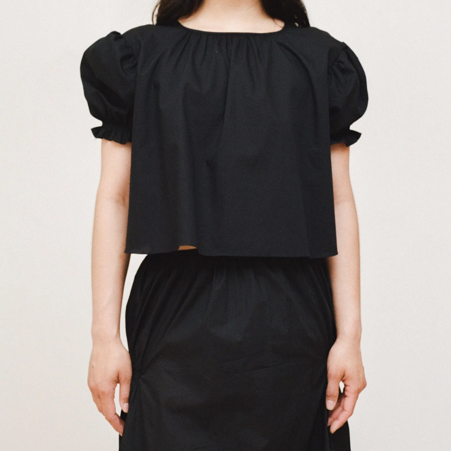 Black Cotton Smocked Blouse sold by Salter House product image thumbnail 5