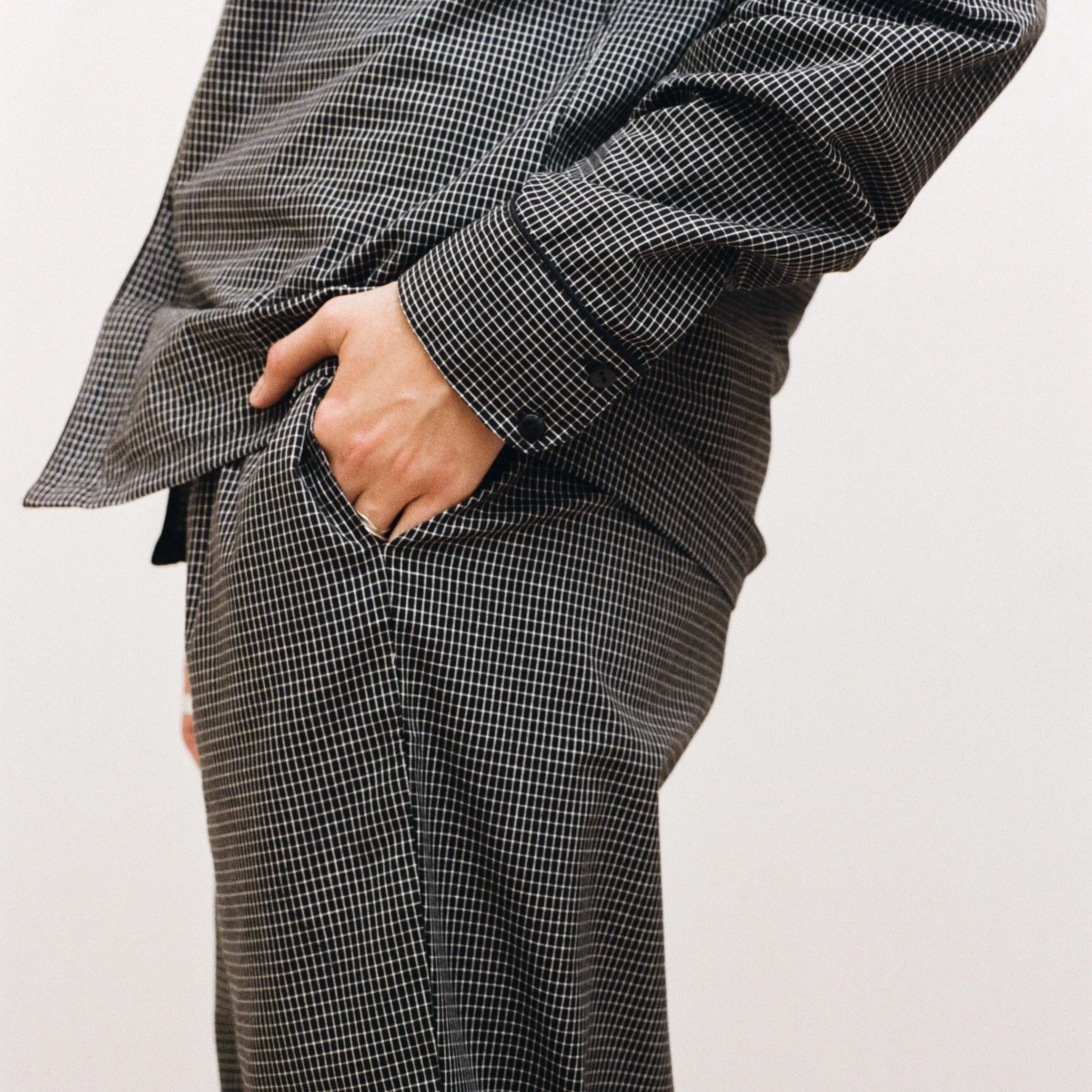 Black & White Grid Pan Collar PJs sold by Salter House product image thumbnail 5