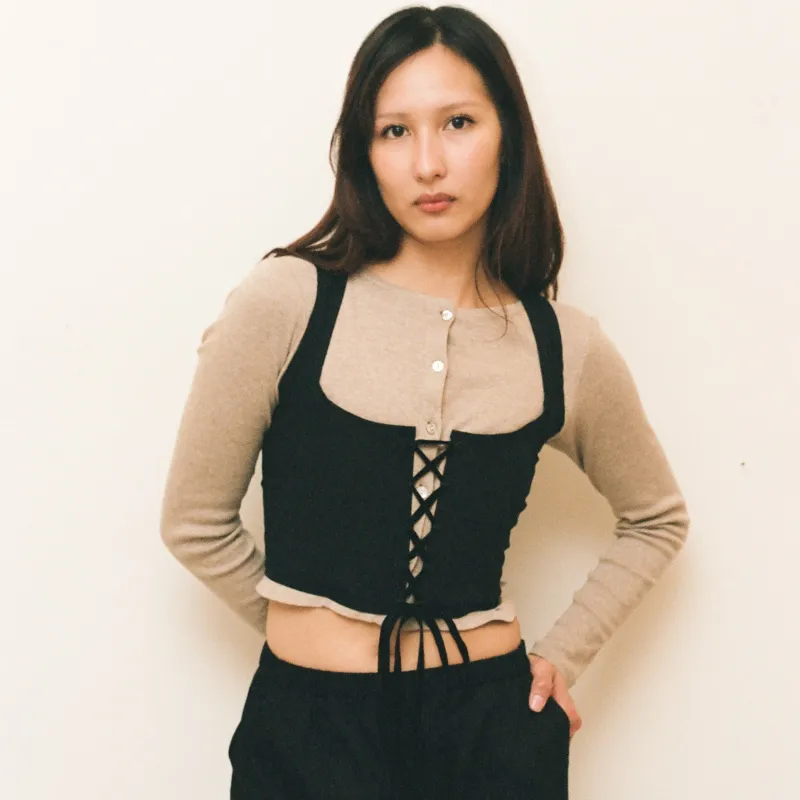 Black Cotton Corset sold by Salter House