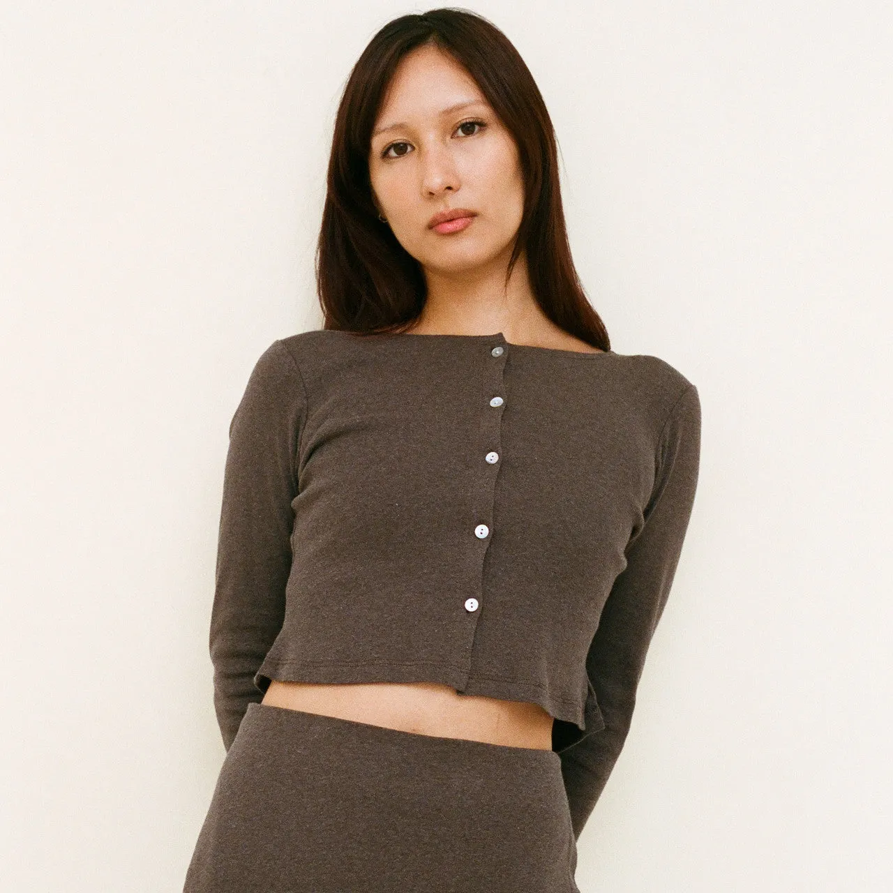 Organic Cotton Cardigan, Cocoa sold by Salter House
