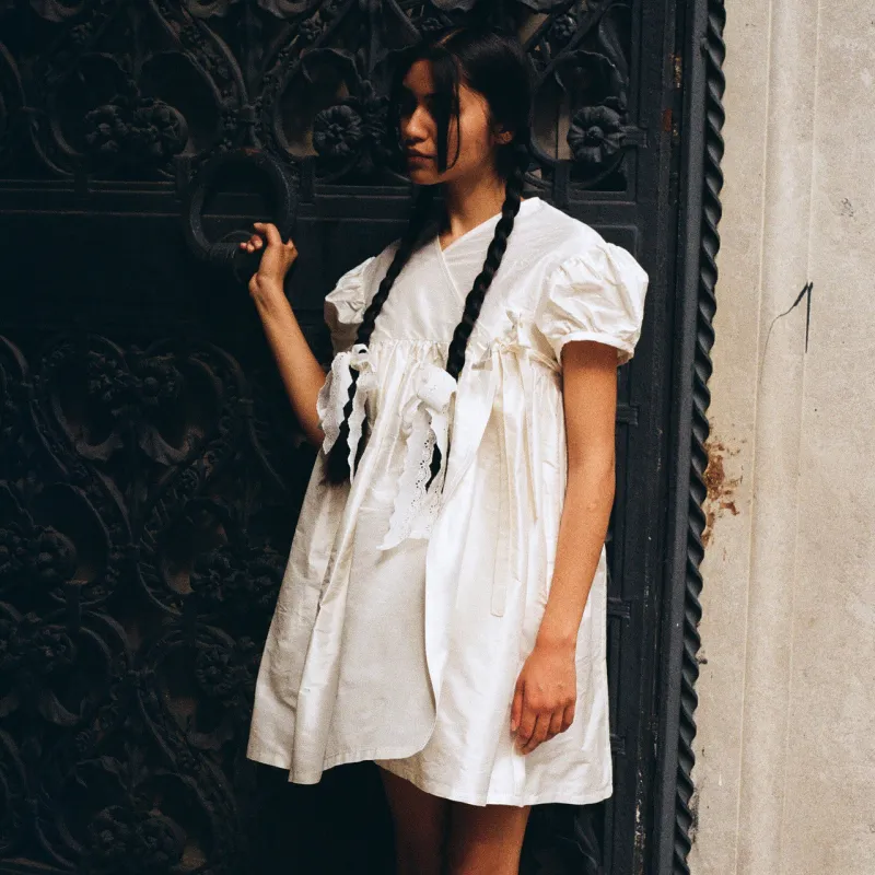 Ivory Silk Wrap Dress made by Salter House