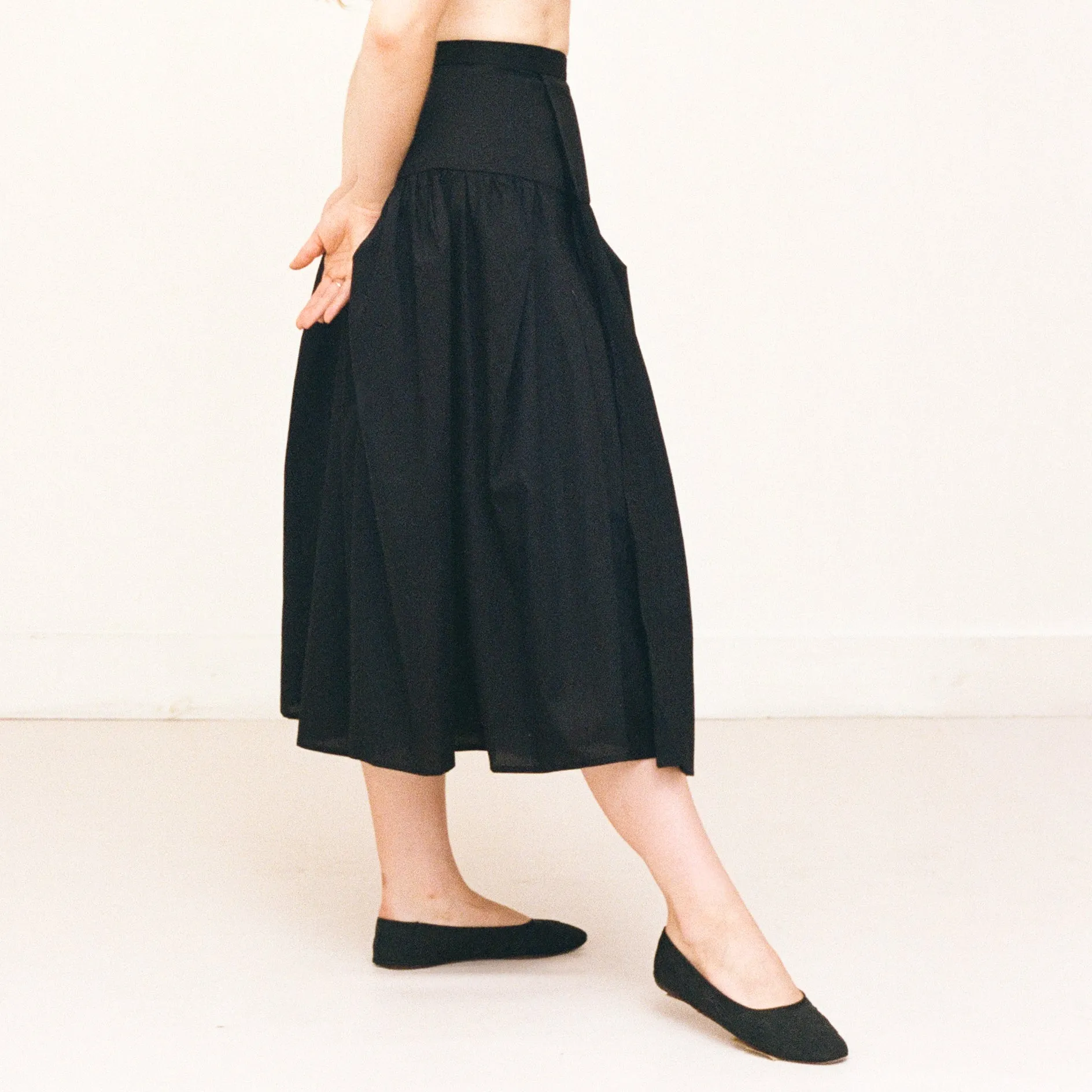 Black Cotton Wrap Skirt sold by Salter House product image thumbnail 2