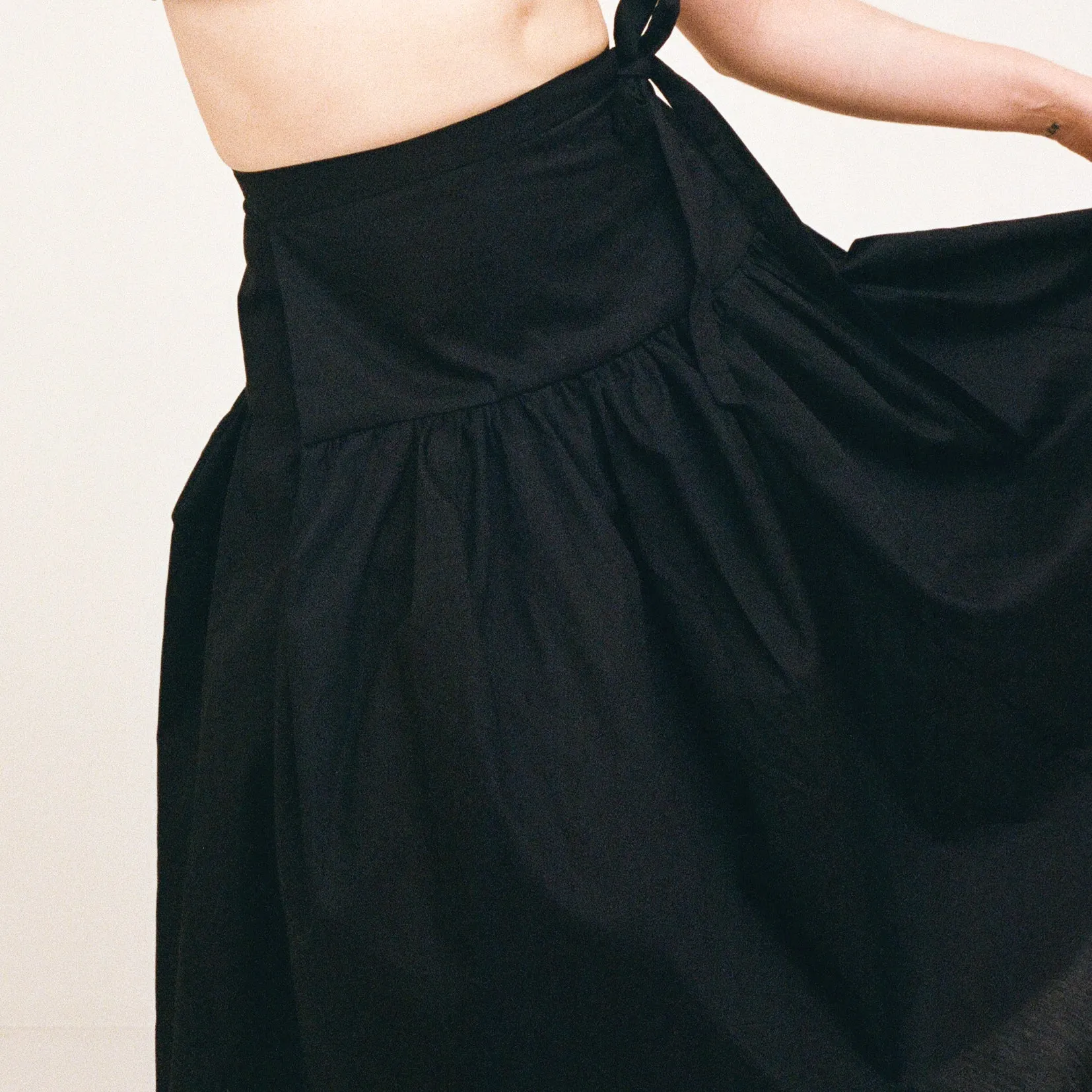 Black Cotton Wrap Skirt sold by Salter House product image thumbnail 4