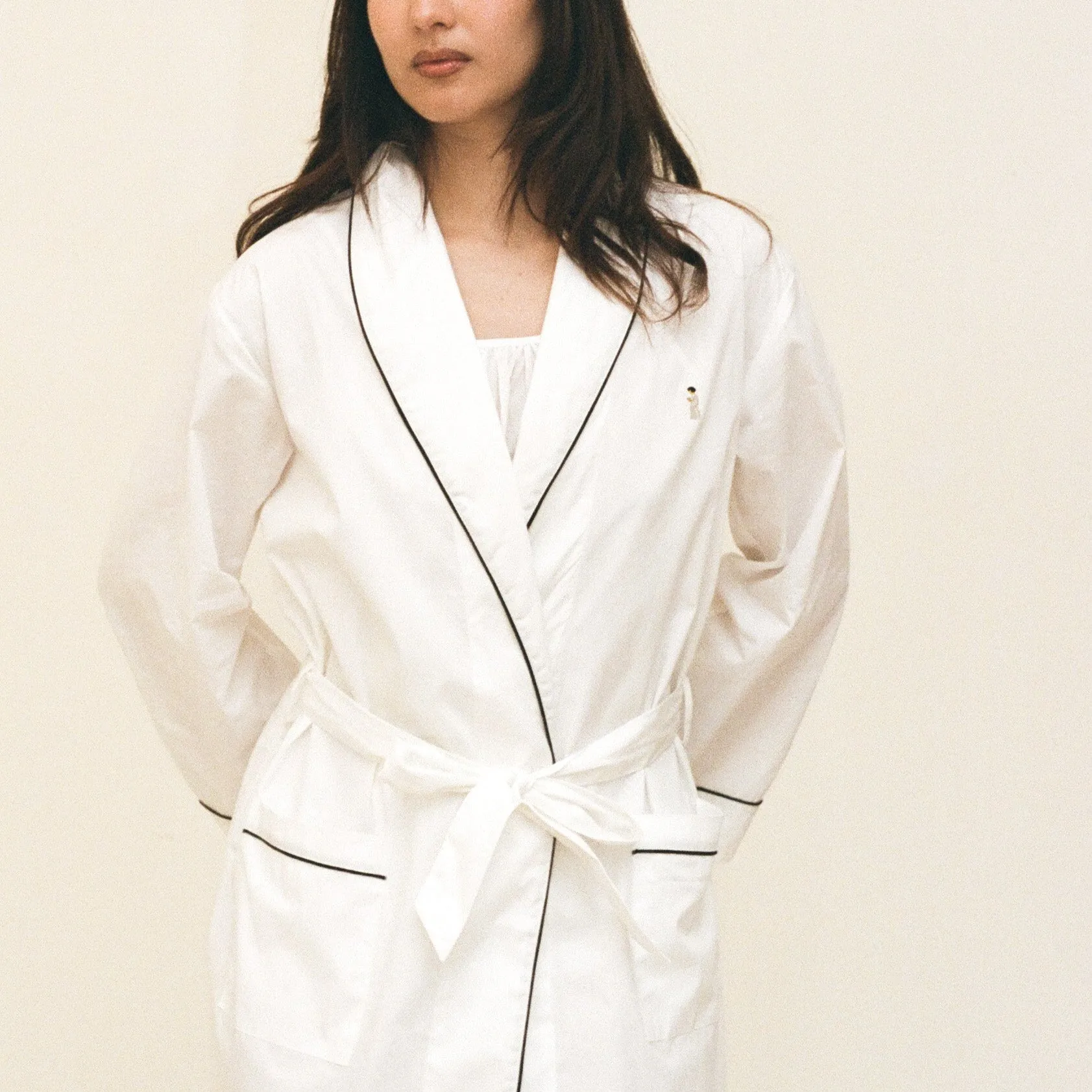 Piped Cotton Robe sold by Salter House