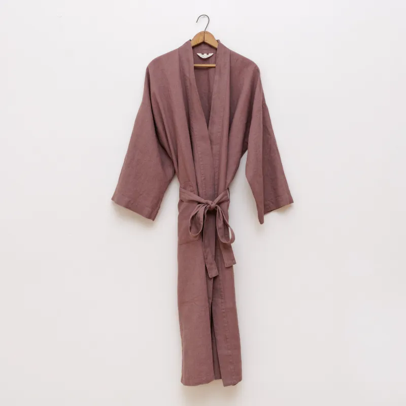 Plum Linen Robe sold by Salter House