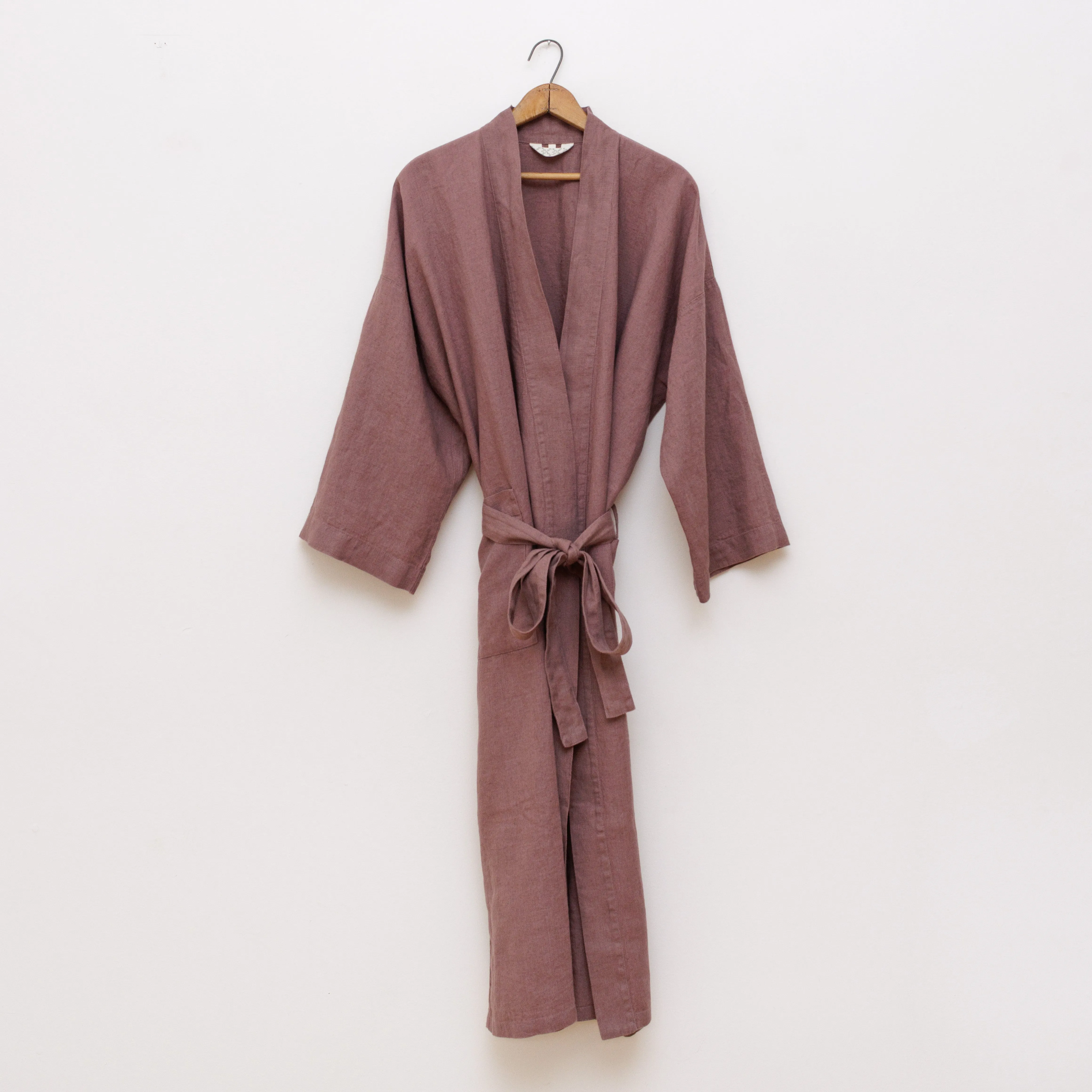 Plum Linen Robe sold by Salter House