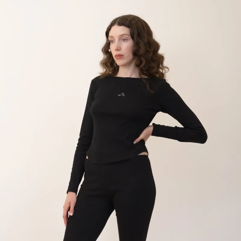 Pointelle Boatneck Top made by Salter House