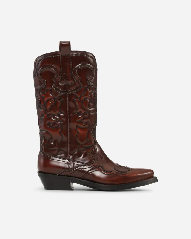 Mid Shaft Embroidered Western Boot Brushed made by NAKED CPH