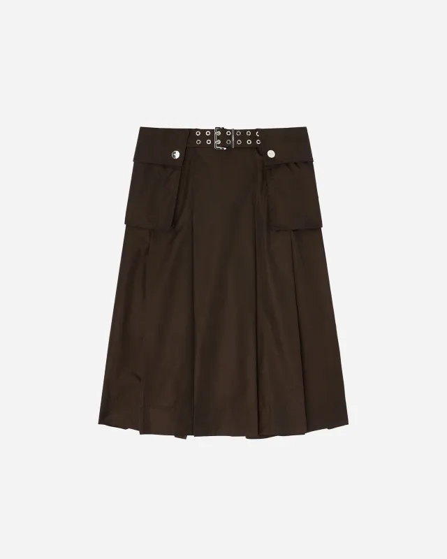 Duchesse Nylon Midi Pleated Pocket Skirt sold by NAKED CPH