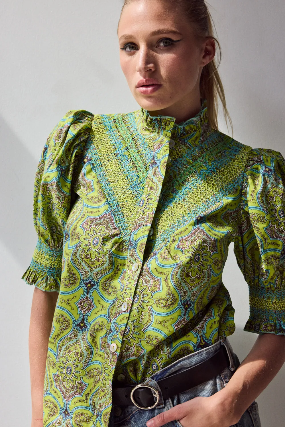 Short Sleeve Smocked Shirt sold by Hope for Flowers product image thumbnail 2