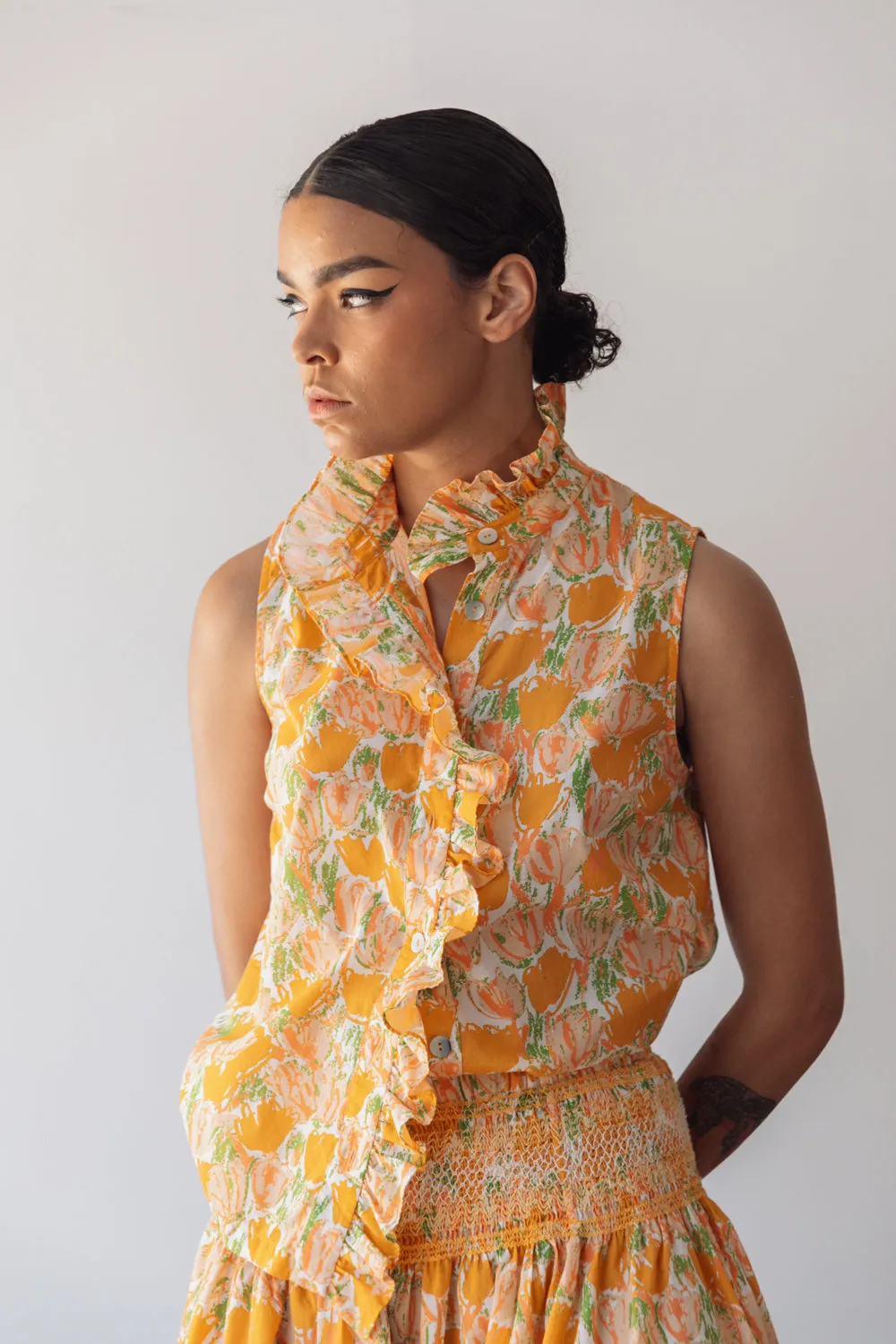 Sleeveless Frilled Buttondown sold by Hope for Flowers
